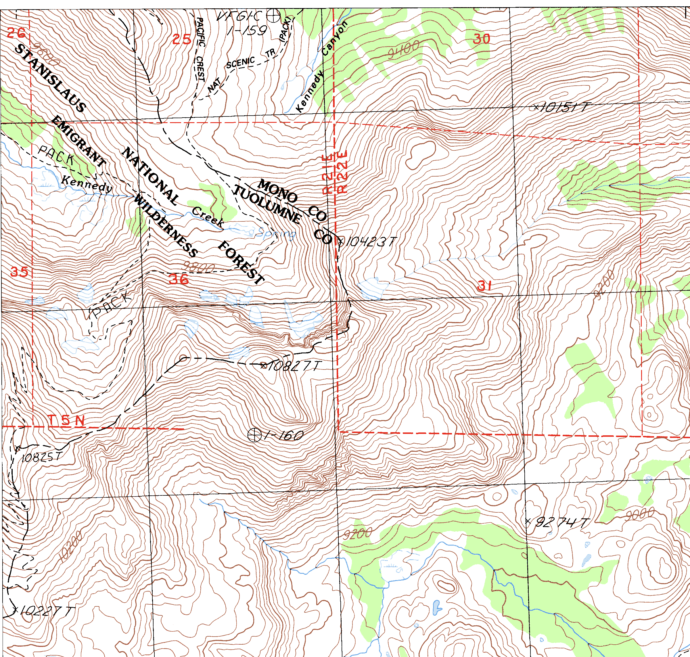 Sierra Nevada Topographical Map - Tower Peak 11