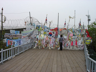 This is called the Freedom Bridge. Many S Koreans have left commemorative inscriptions hoping to meet their near and dear who live in N Korea.